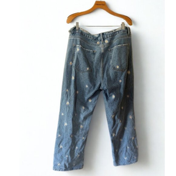 Mica Daisy Embroidered Wide Leg Jeans High Rise Denim Pants Size 32 - Picture 4 of 8